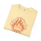 Campfire Illustration T-Shirt | flaming campfire, 'History Began' text