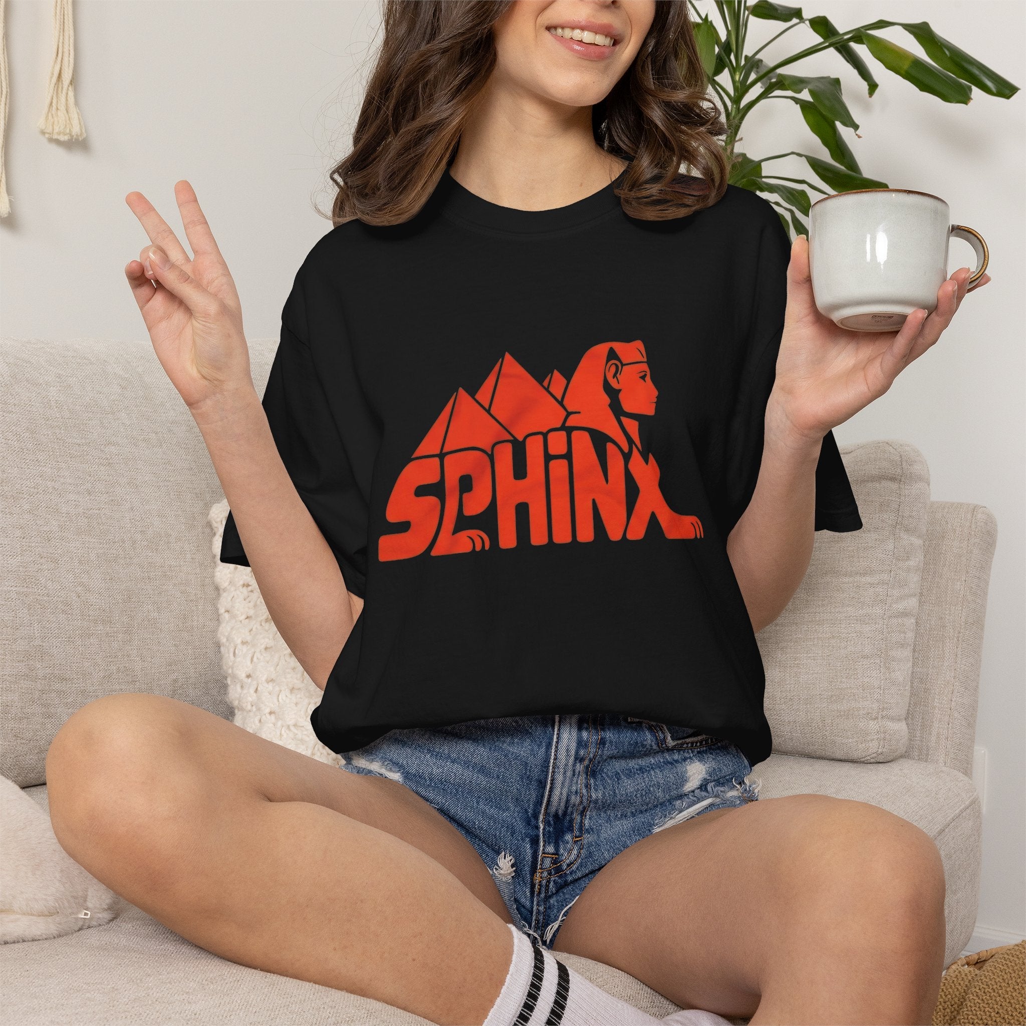 Sphinx Pyramid Graphic T-Shirt | Retro Egyptian Logo Tee