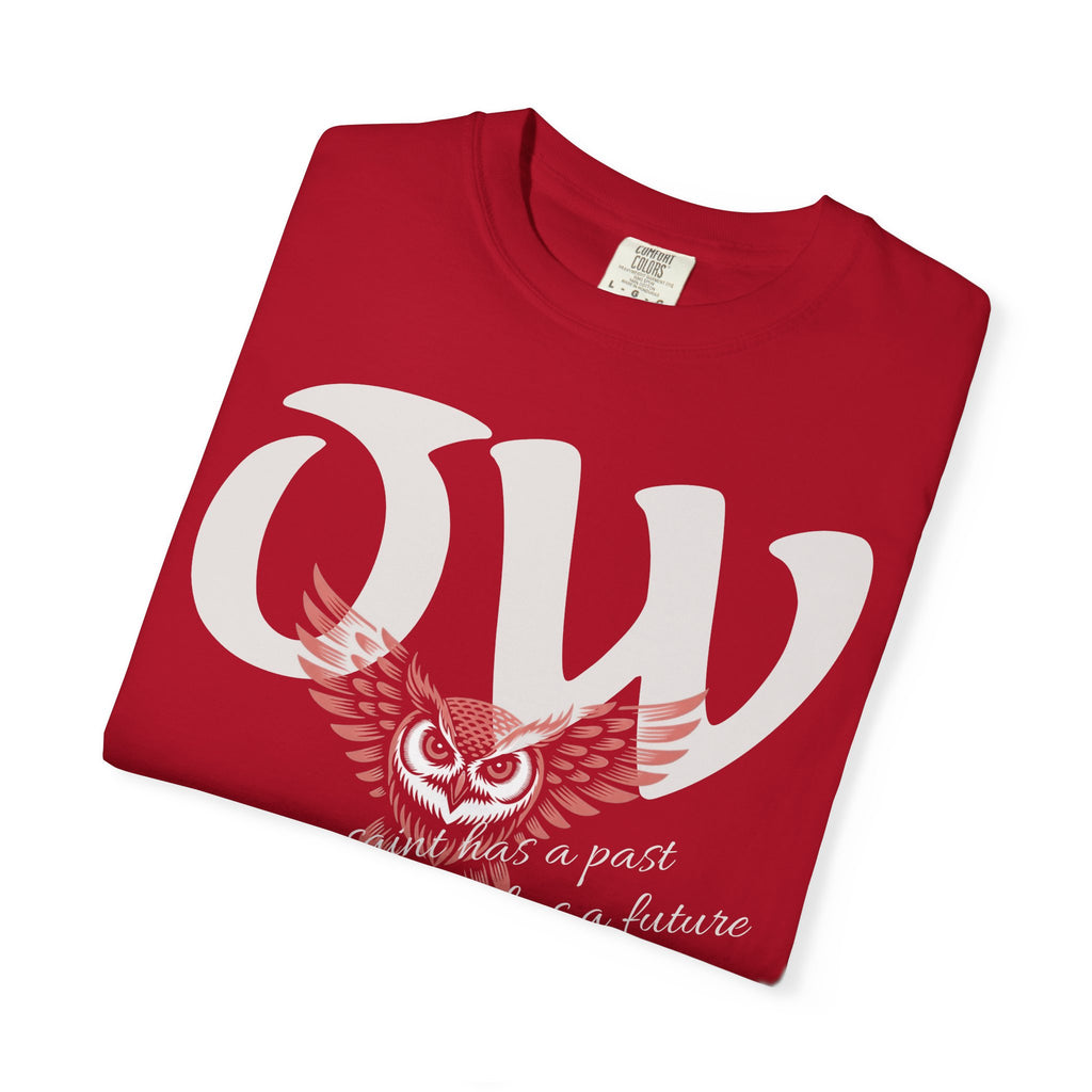 Every saint has a past and every sinner has a future T-Shirt | "OW" Logo with Inspirational Quote