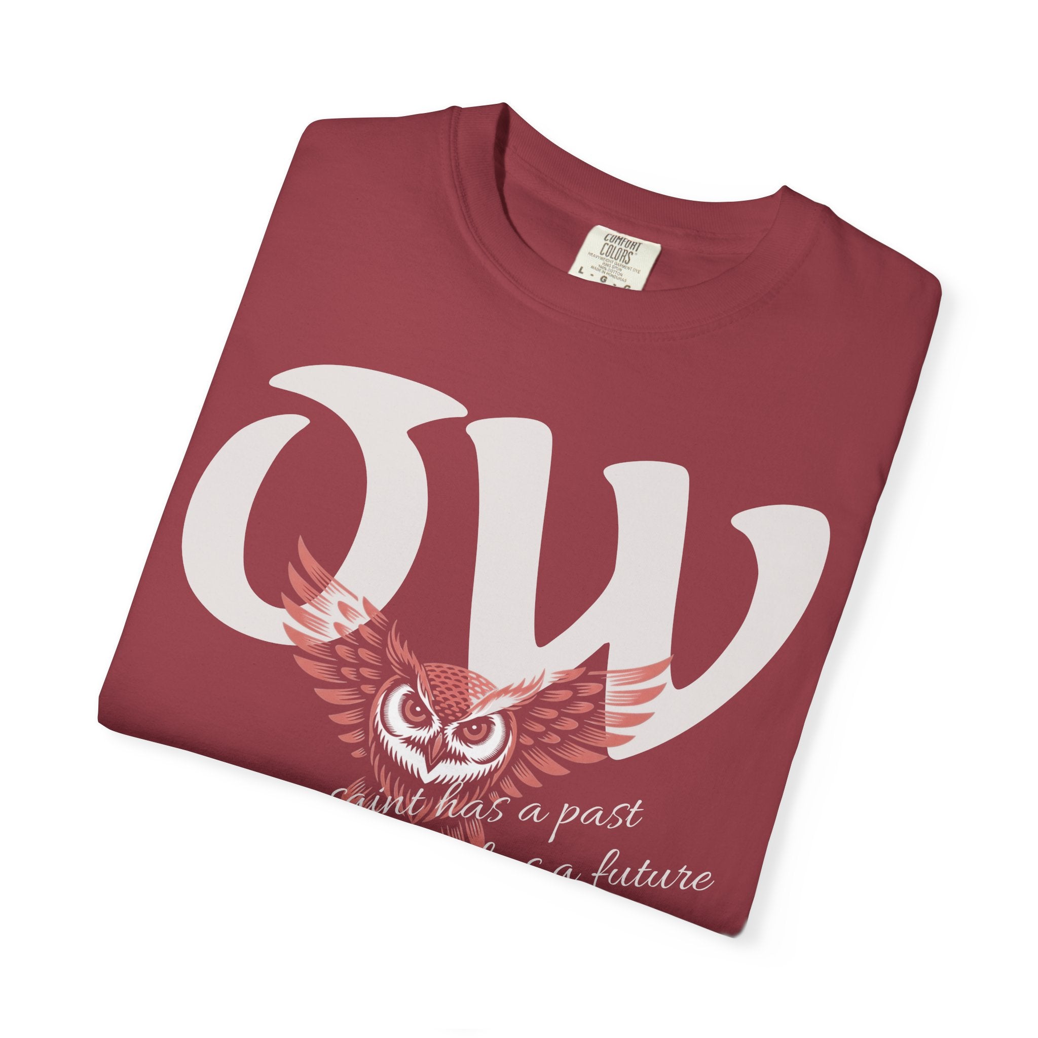 Every saint has a past and every sinner has a future T-Shirt | "OW" Logo with Inspirational Quote