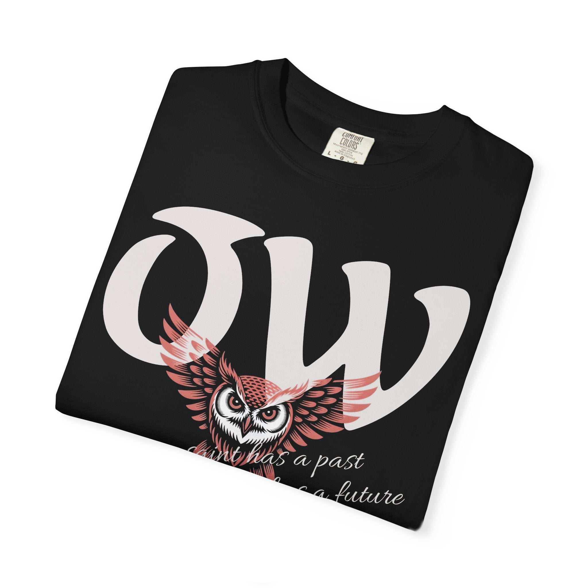 Every saint has a past and every sinner has a future T-Shirt | "OW" Logo with Inspirational Quote